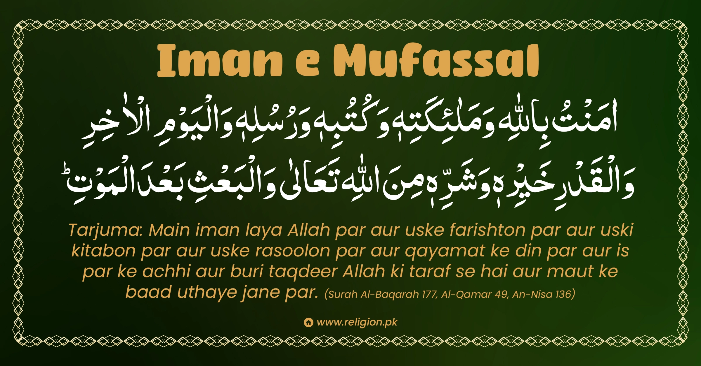 Iman e Mufassal aur Pillars of Iman